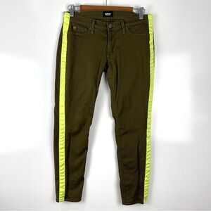 Hudson Jeans LouLou Skinny Jeans Tuxedo Stripe Green Neon Low Rise Size 27